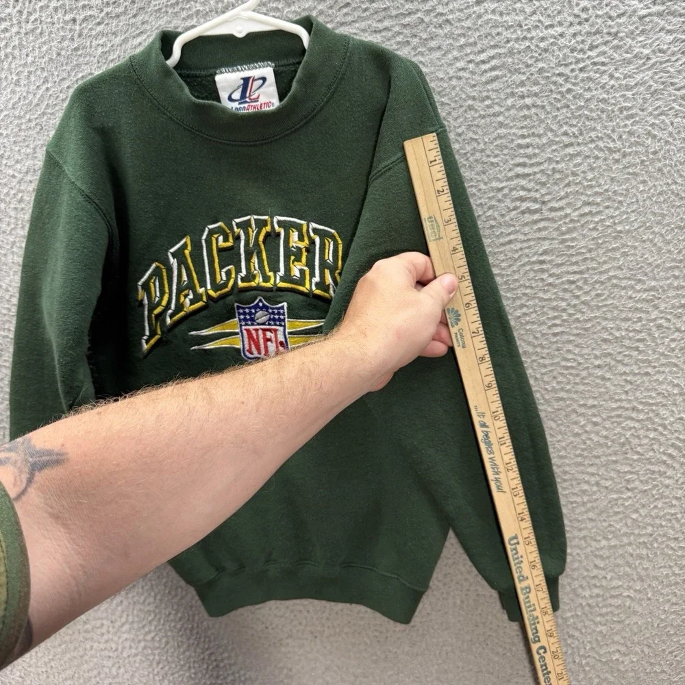 Vintage Green Bay Packers Sweatshirt Boys Small Green Crewneck Embroidered‎ 90s